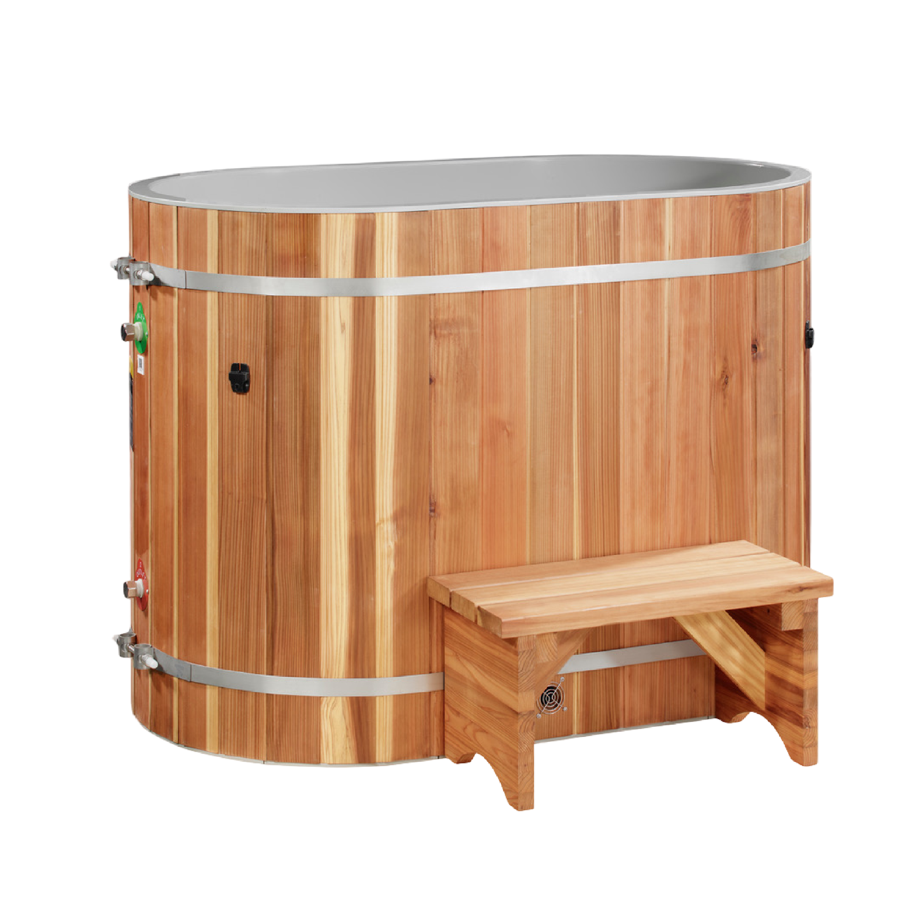 Dynamic oval barrel cold plunge with 1.0 HP chiller